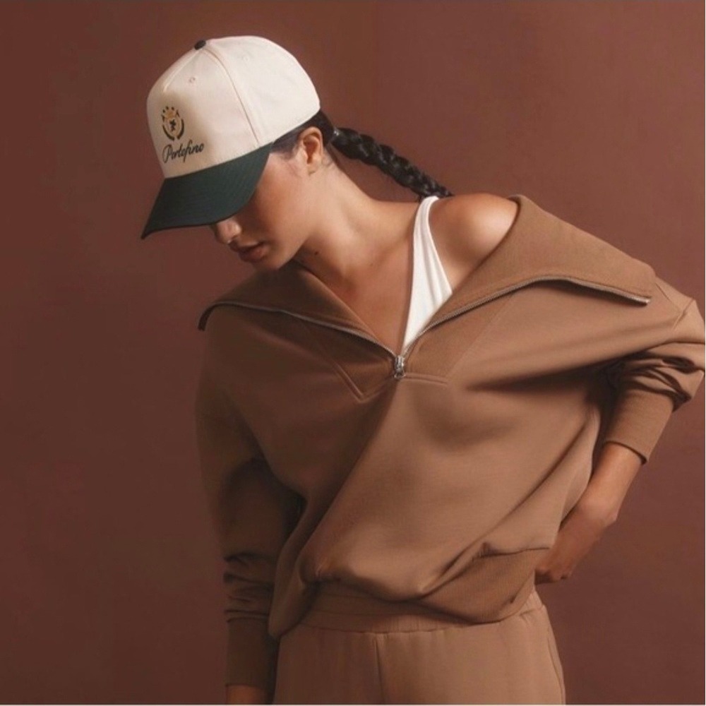 Varley Catherine Half Zip Sweatshirt DoubleSoft Pullover  golden‎ Brown Small